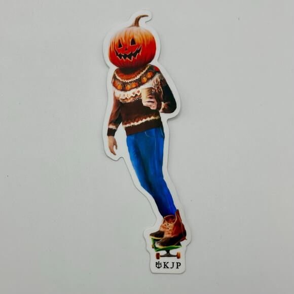 Kiel James Patrick 4 Stickers Pumpkin Jack-O-Lantern Dog in Jeep Decals Preppy - Picture 4 of 5